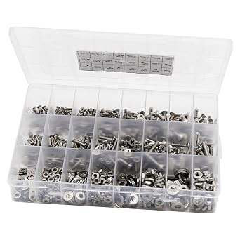 700 Pcs Stainless Steel Screws and Nuts Assortment Kit with Storage Case - 304 Rust-Proof Machine Screws, Flat Washers, Phillips Pan Head (#4-40, #6-32, #8-32, #10-24)