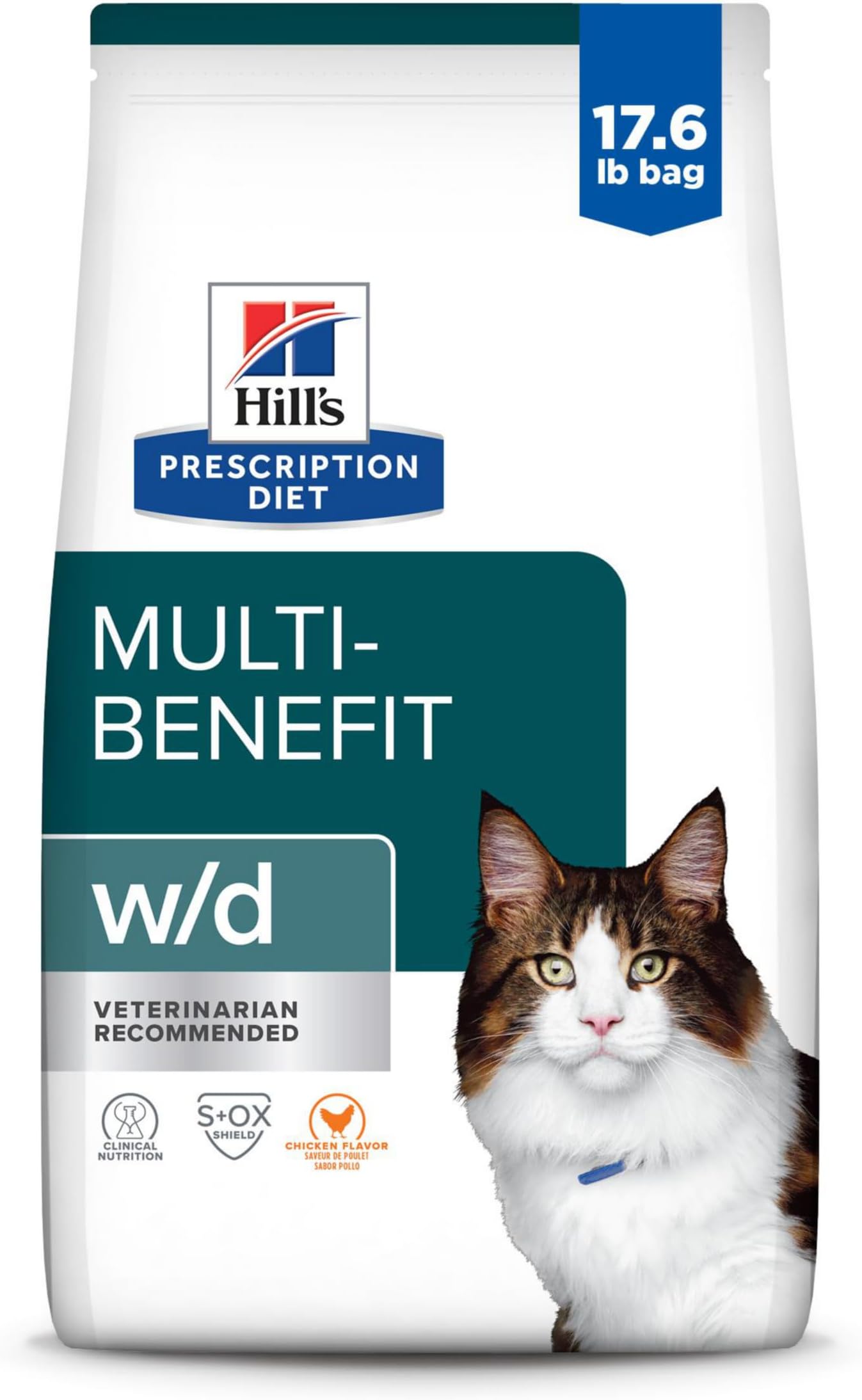 w/d Multi-Benefit Digestive/Weight/Glucose/Urinary Management Dry Cat Food, Chicken, 17.6 lb bag