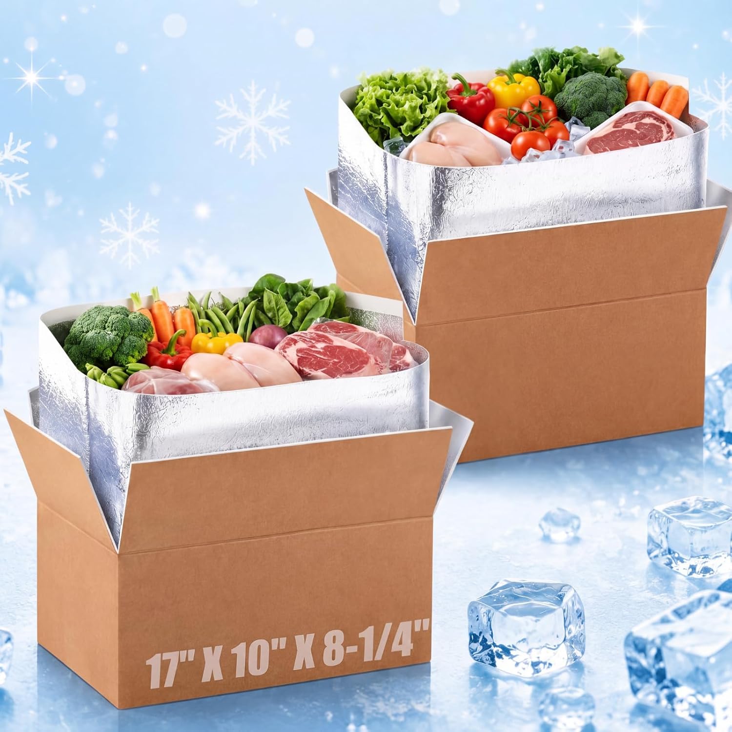 Henoyso 5 Pcs Large Insulated Shipping Boxs Bulk 19" x 12" x 16" for Frozen Food with Foil Insulated Cold Bag Liner Shipping Box Cooler Box Cold Pack Boxes for Fresh Food Mailing Packing Business