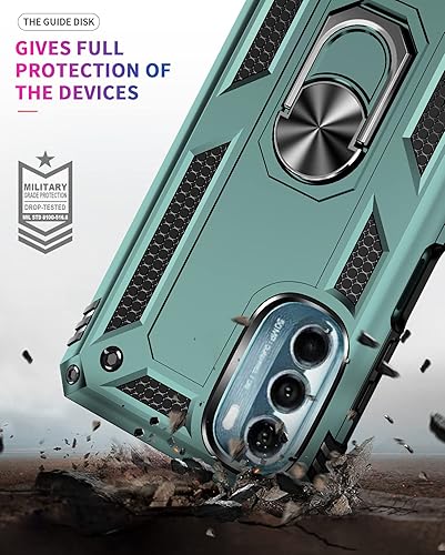 Miniatura 6 de Funda para Moto G 5G 2022 con funciones de automóvil, soporte de anillo de metal, armadura anti caída completa, material de TPU + PC para Moto G 5G