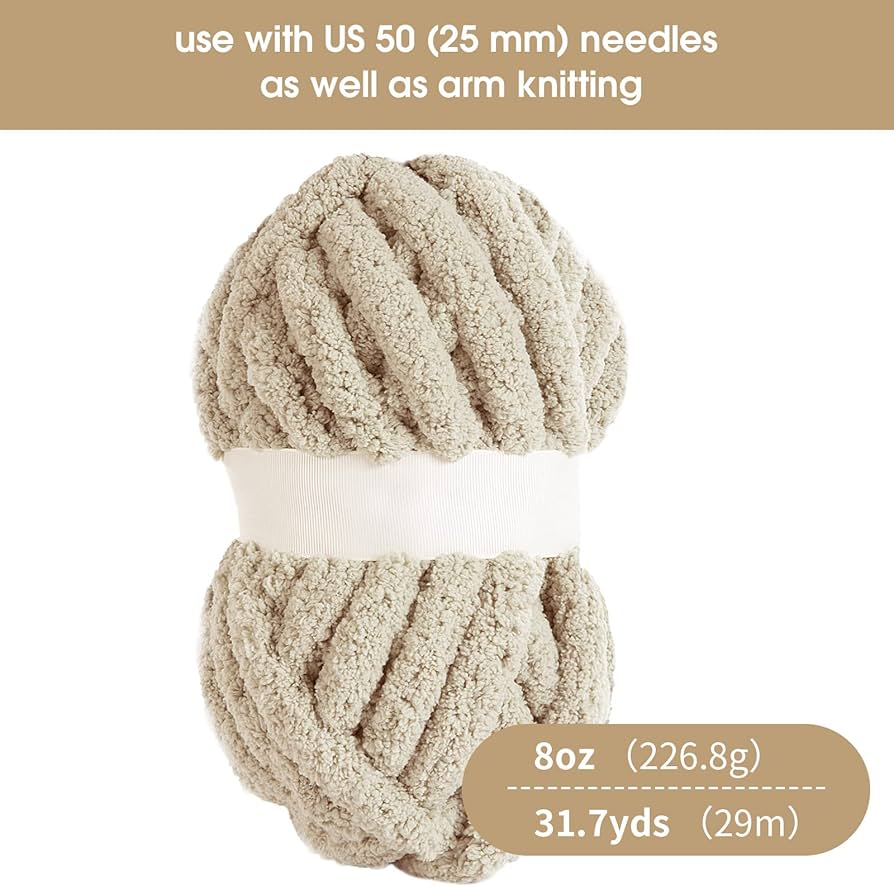 Amazon.com: HOMBYS Khaki Chunky Chenille Yarn for Crocheting