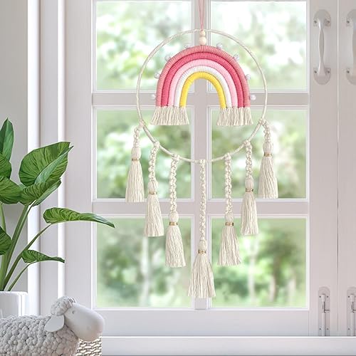 Miniatura 8 de Atrapasueños para dormitorio, decoración colgante de círculo de aire para dormitorio, red circular tradicional bohemia para decoración de colgar en