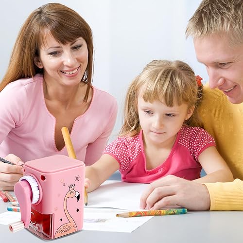 Miniatura 7 de Sacapuntas manual de dibujos animados, manivela de colores, sacapuntas con hoja helicoidal más fuerte para varios lápices, herramienta de