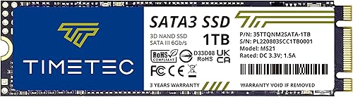 Timetec SSD 3D NAND QLC SATA III 6Gbs M.2 2280 NGFF Velocidad de lectura de hasta 550MBs caché SLC Aumento del rendimiento Unidad interna de estado