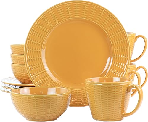 Gibson Home Cairo Sunset - Vajilla de cerámica de 12 piezas, color naranja