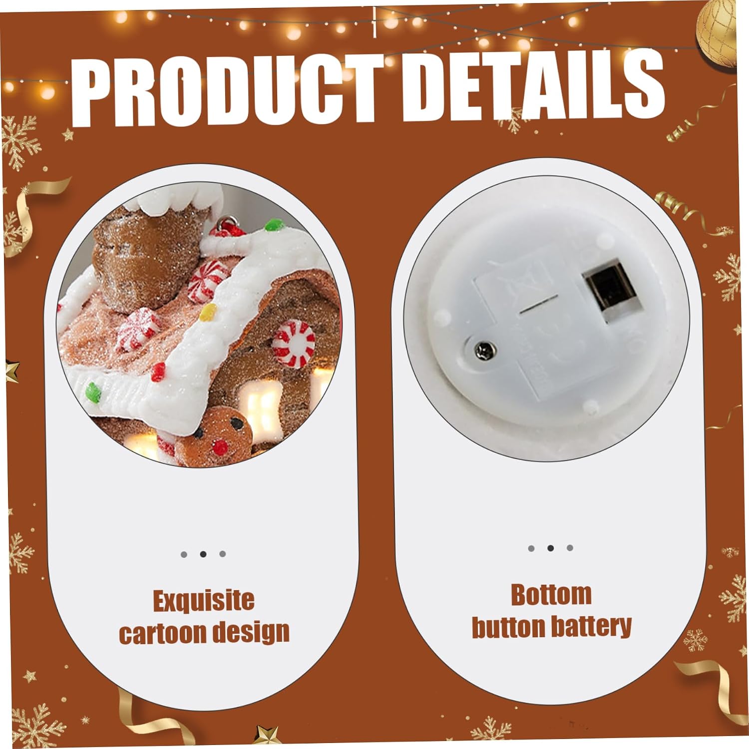 3PCS Gingerbread House LED Gingerbread Village Battery Operated Christmas Village Houses for Xmas Holiday Party Desktop Decor 2.6x2.6x3.2 inch
