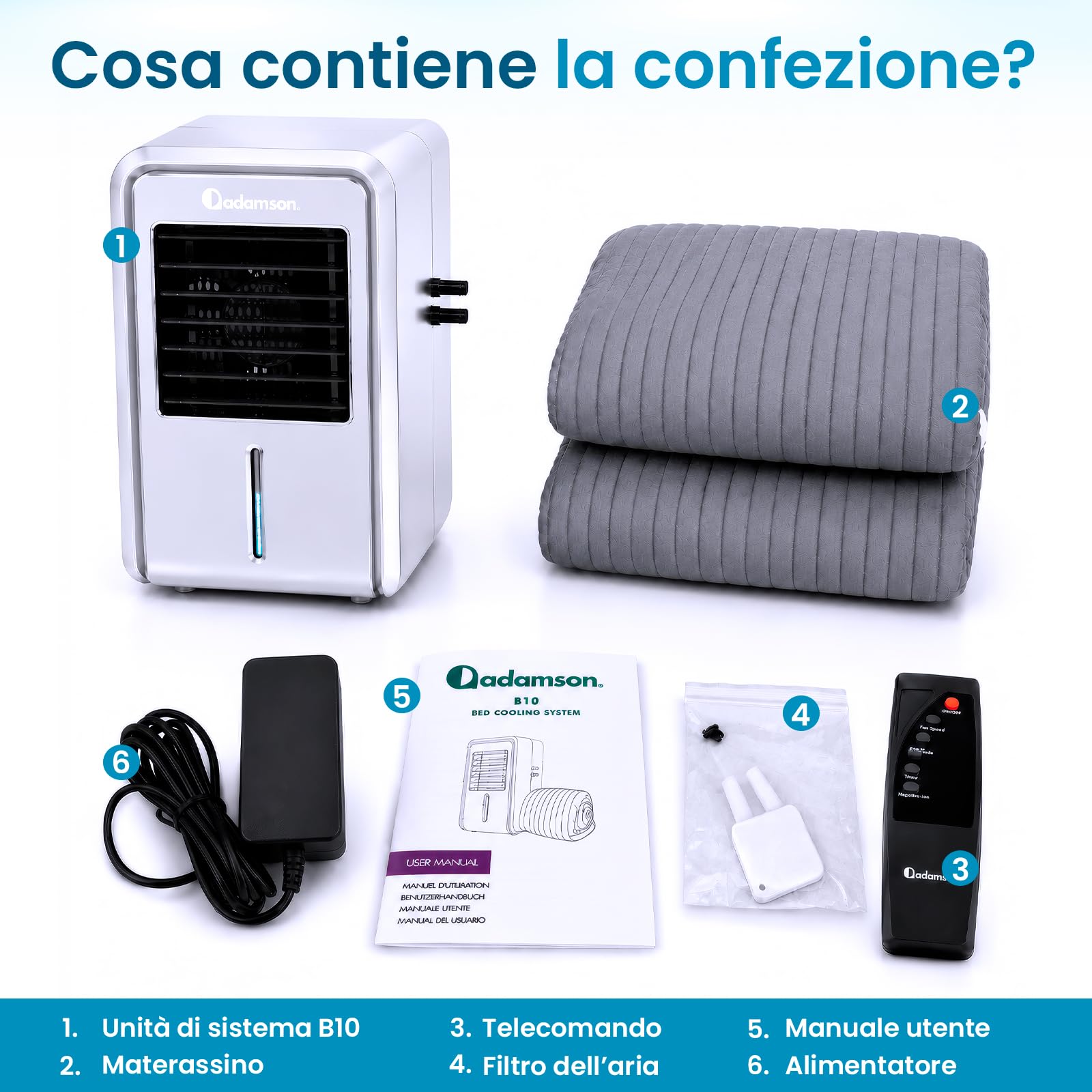 B10 Coprimaterasso Rinfrescante Twin - Sistema di Raffreddamento Letto | Dormi fresco tutta la notte - coprimaterasso rinfrescante 100% cotone, raffredda 4-7°C, 4 velocità e telecomando.