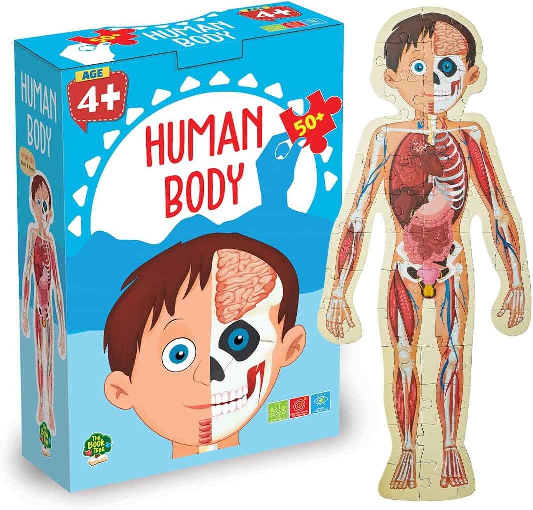 The Book Tree Human Body Puzzle for Kids, 50+ Pieces, Detailed Illustrations, Learning Experience by Majestic Book Club