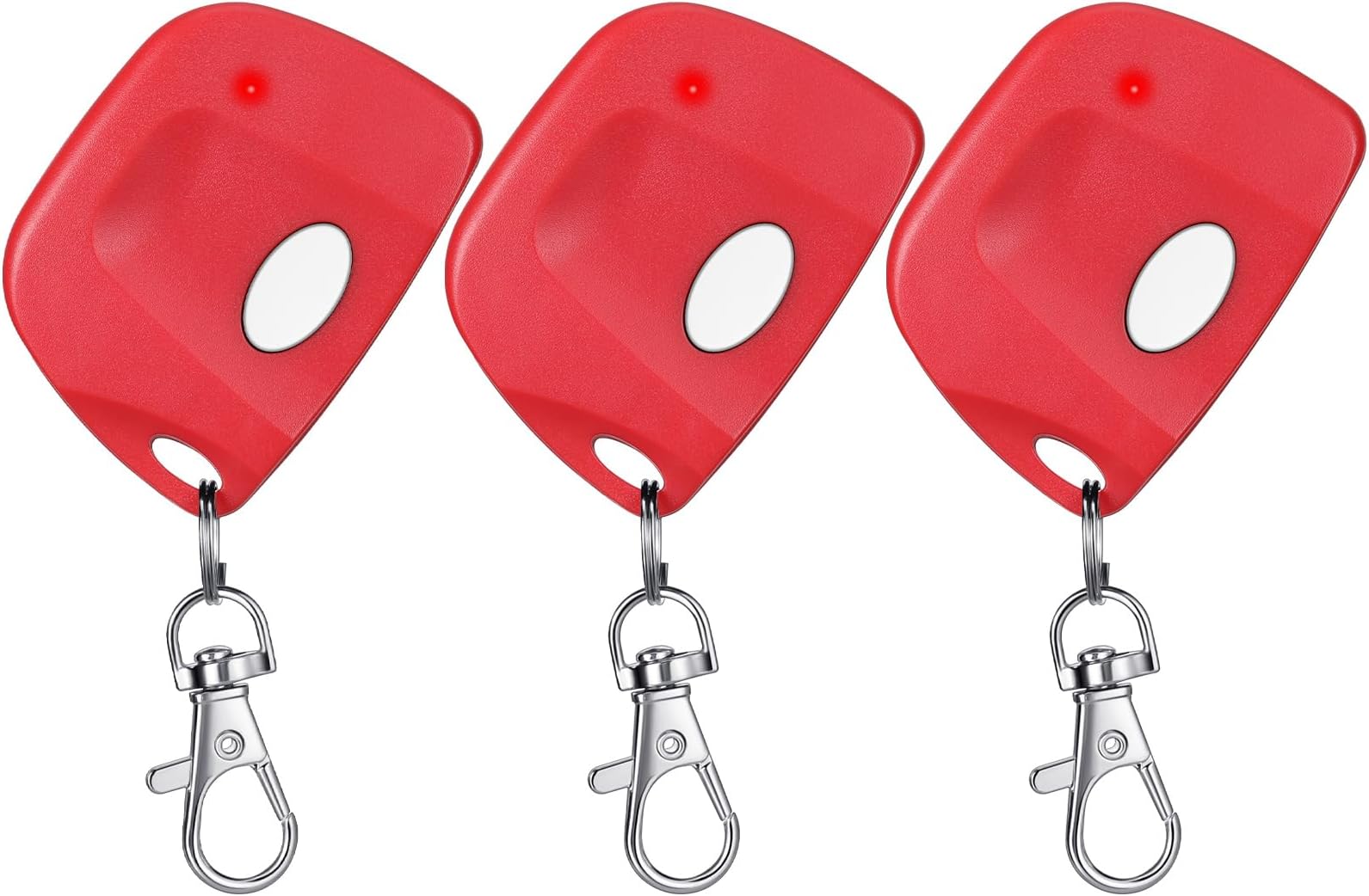 Kingdder 3 Pieces Gate Opener Remote Compatible with Multicode 300mhz 10 Dip Switch 3089 3060 3070 Garage Door Opener Remote Control with Keychain(Red, White)