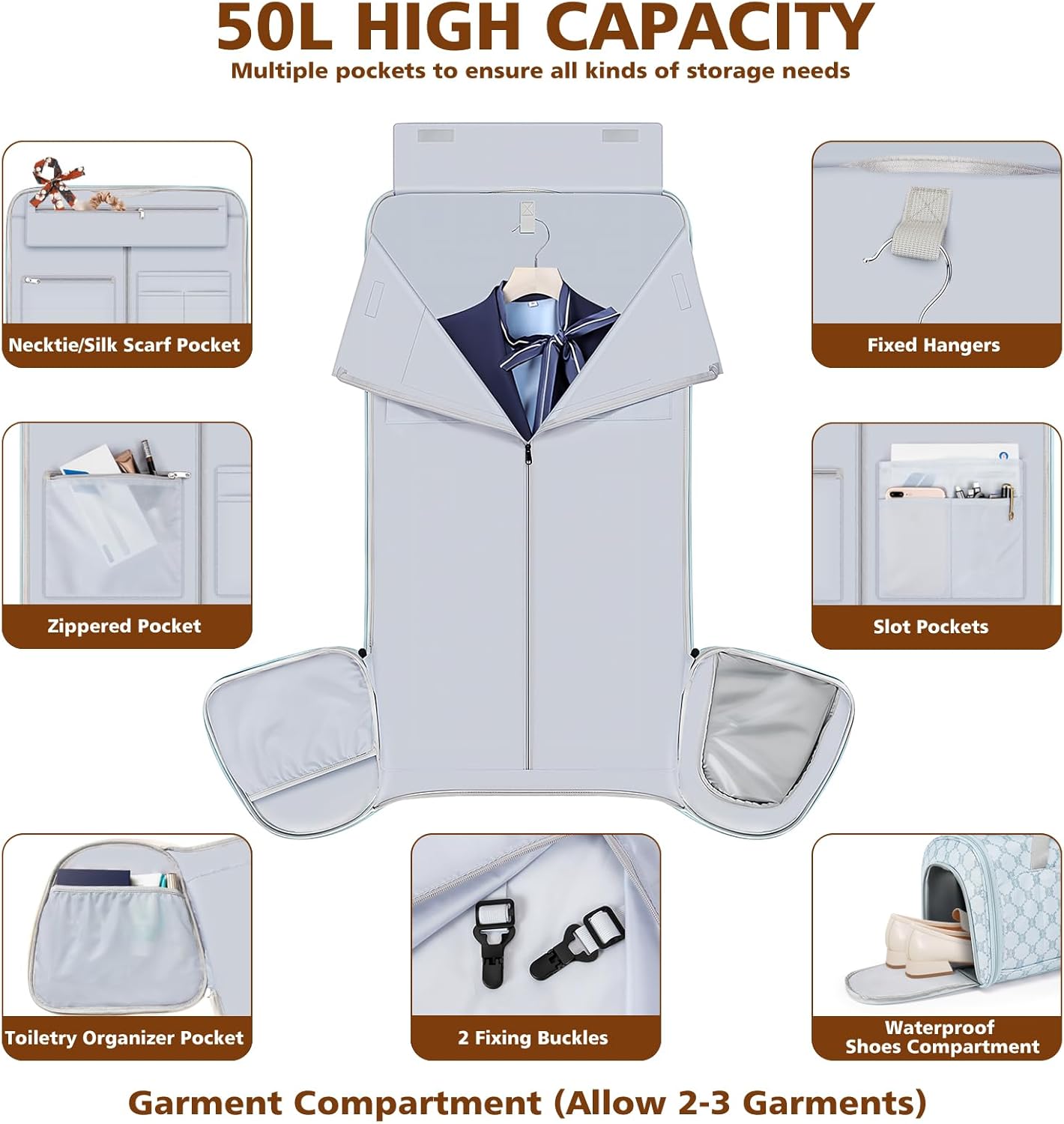 Rolling Garment Bags for Travel - Carry on Convertible Garment Duffle Bags with Wheels for Men Women, 4 in 1 Large Travel Duffel Bags with Shoes Compartment Hanging Suit Dress Weekender Bag 4pcs Set