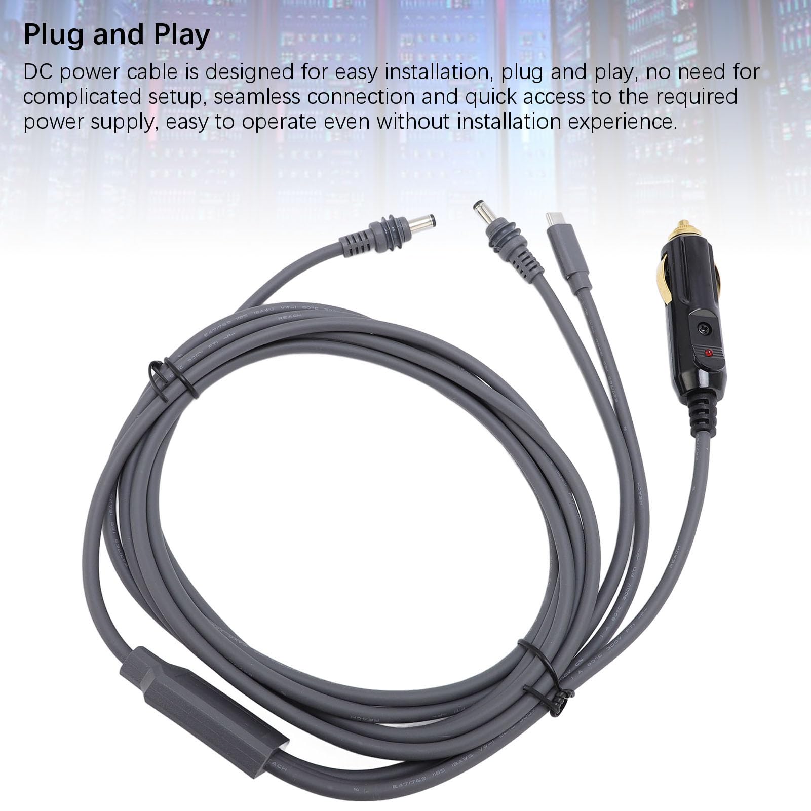 Yosoo Health Gear Cable de Alimentación DC para Satélite, 18AWG Cobre (#4)