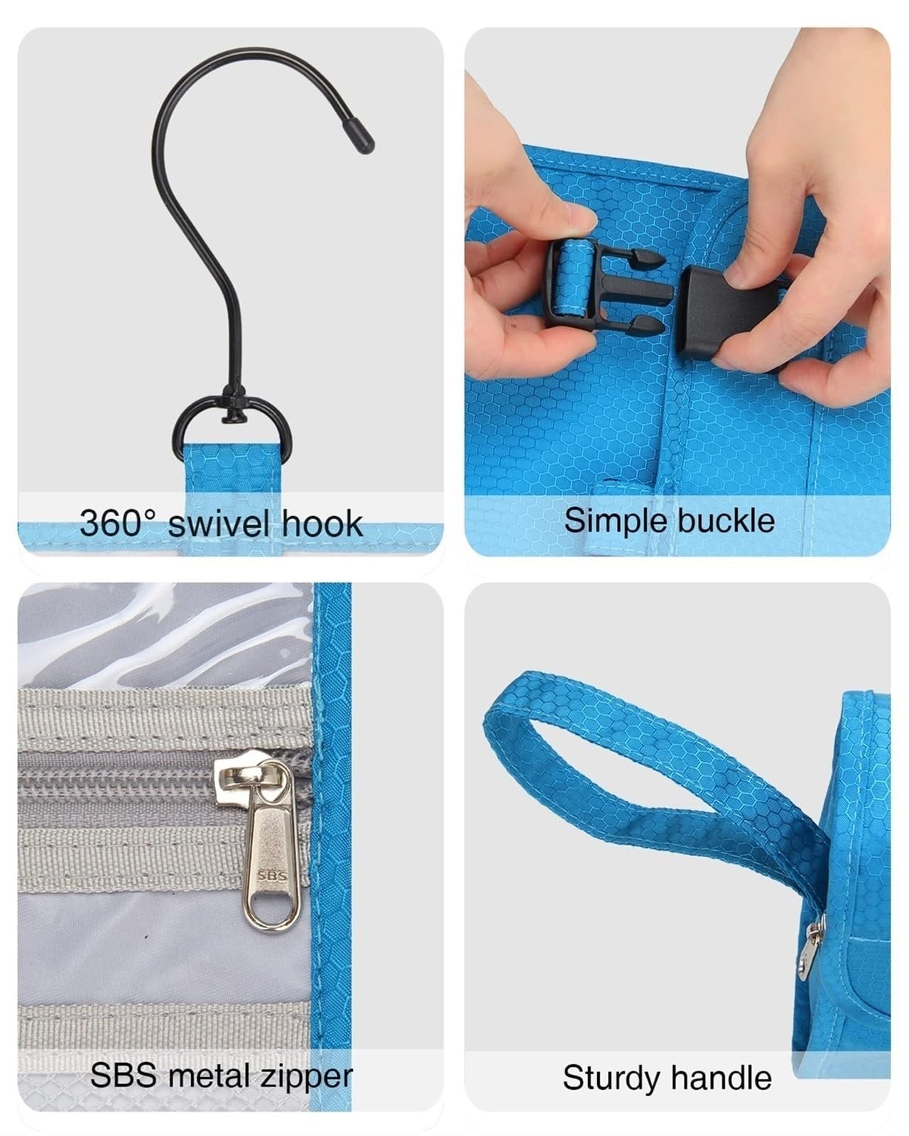 Porta Trucchi Pochette Trucchi Borsa Da Toilette Da Viaggio Appesa Borsa Da Toilette Grande Impermeabile Borsa For Cosmetici Trousse Trucchi Donna(Blue)