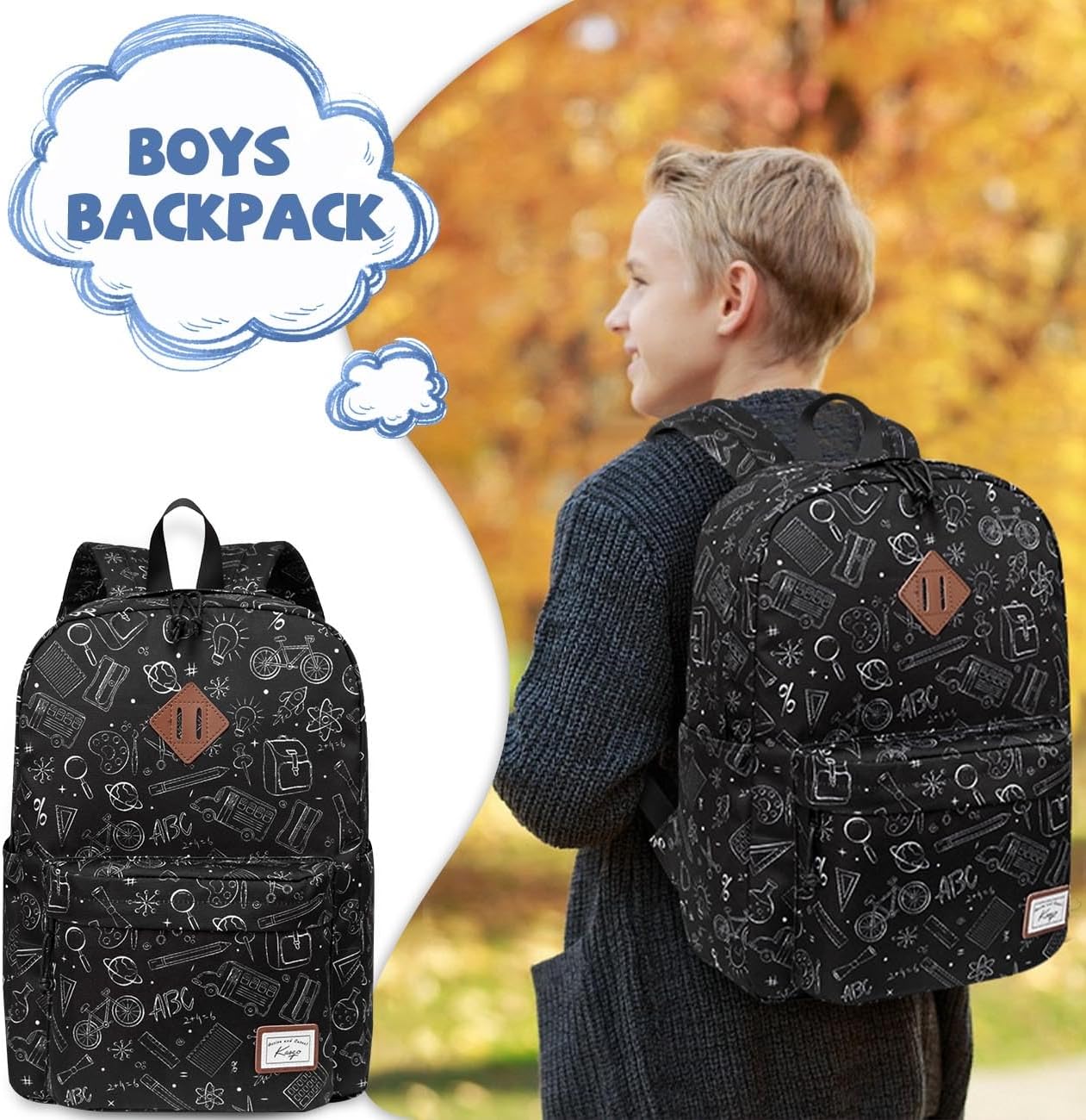 Kasqo Backpack for Women Men,Classic Lightweight Water-Resistant Bookbag for Teen Girls Boys,Travel School Casual Daypack - Image 6