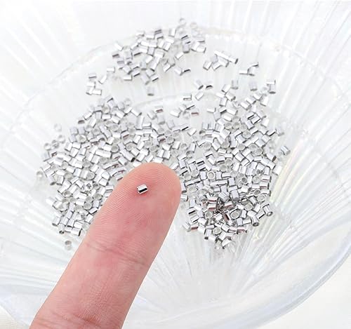 Miniatura 9 de 500 cuentas engarzadas para fabricación de joyas, latón chapado en oro de 18 quilates de 0.078 x 0.079 pulgadas, tapones de columna para asegurar