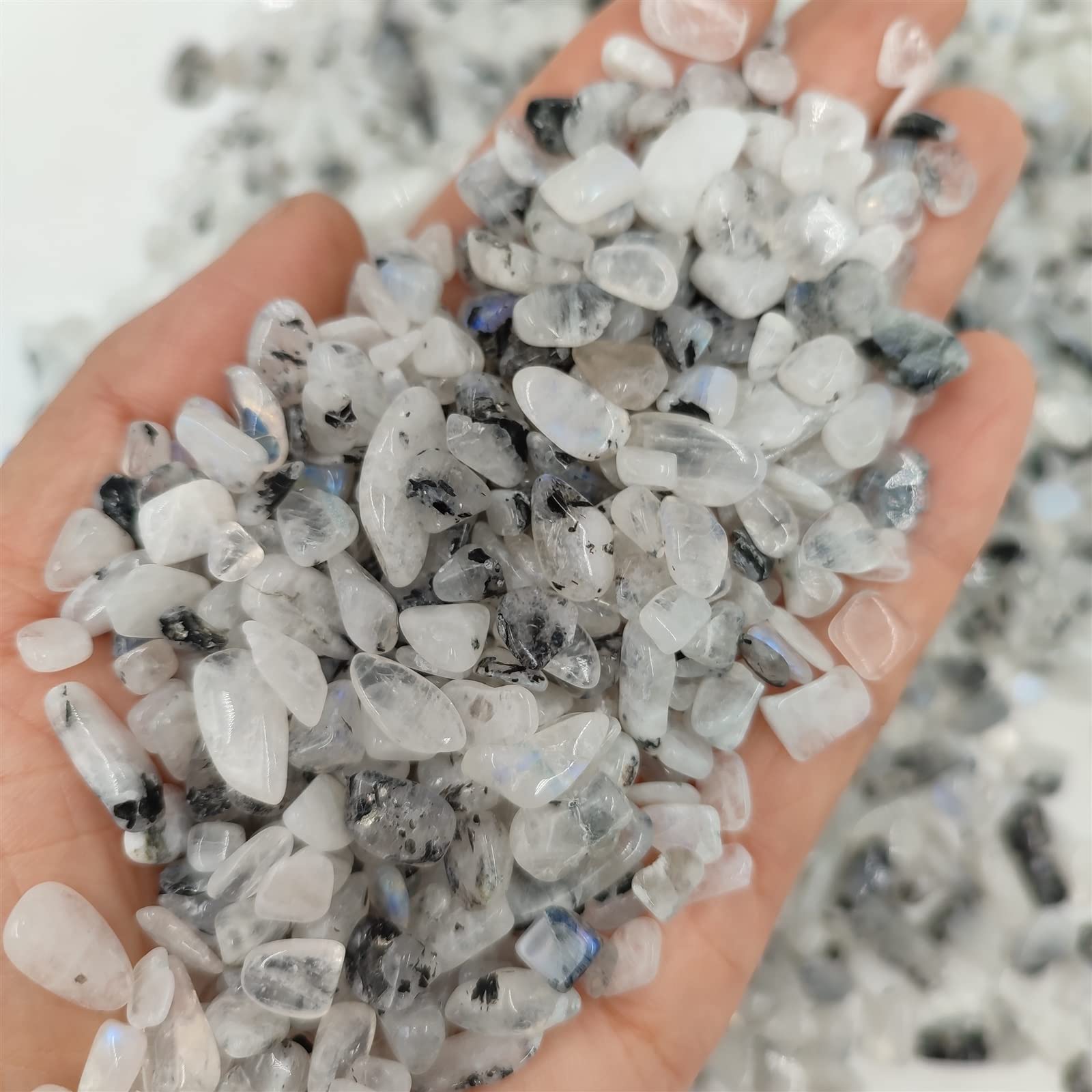 100g a Granel Piedra Lunar Natural Chip Roca Grava Piedra Cristal Piedra Preciosa hogar habitación decoración del Acuario Inicio Colecciones