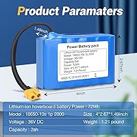 Vista 3 de Batería de iones de litio de repuesto de batería de 2000mAH 36V con enchufe XT60 para Jetson Hoverboard
