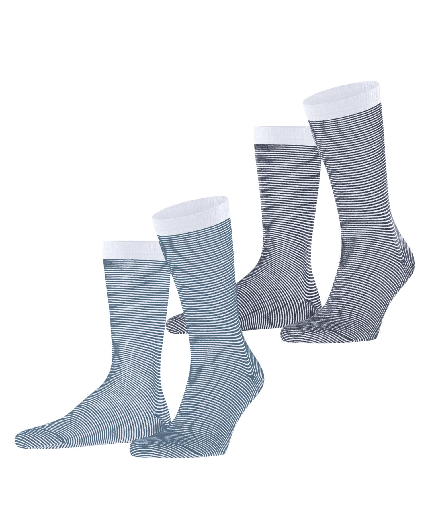 Esprit Men's Multicolor Blue White 0080 Allover Stripe Multipack M So Cotton Patterned 2 Pairs Socks, 5.5-8