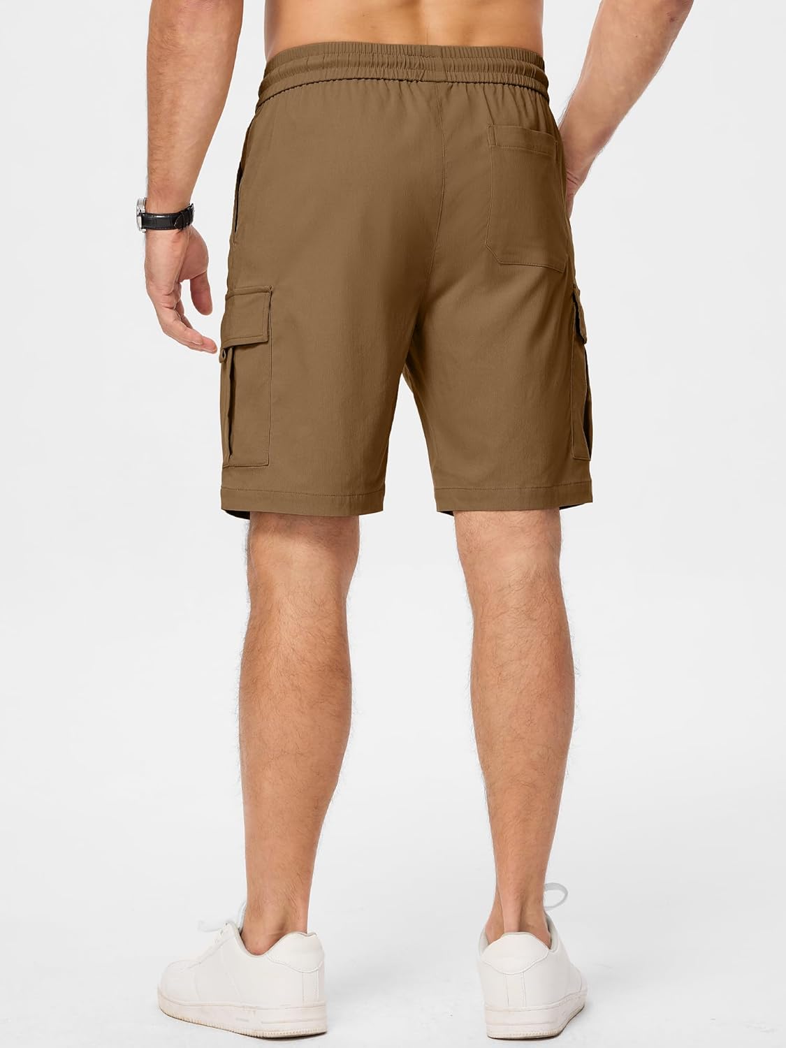JMIERR Men's Casual Stretch Cargo Shorts Classic Drawstring Elastic Waist Summer Work Short with Multi Pockets - Image 4