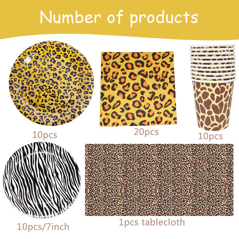 Vajilla Pez Vajilla De Leopardo 51 Piezas Incluye Mantel, Platos