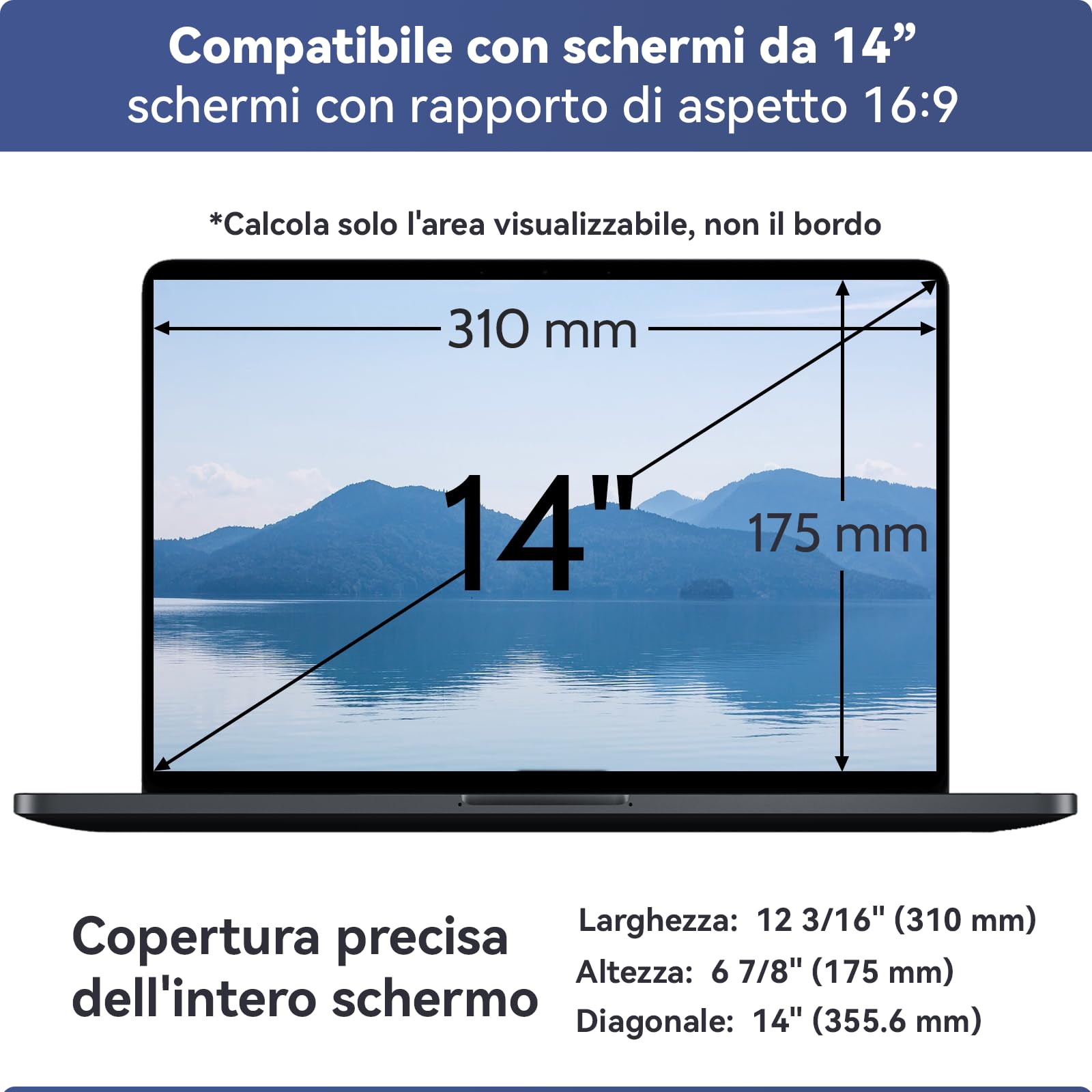 2 Pezzi Pellicola Schermo 14 Pollici 16:9, Filtro Anti Luce Blu per Schermo PC Compatibile con HP/Dell/Acer/Lenovo/Thinkpad/ASUS, Screen Protector Laptop Anti Scratch Protezione Degli Occhi