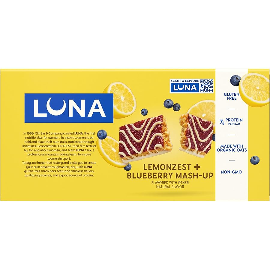 LUNA Bar - Mash-Ups LemonZest + Blueberry Flavor - Gluten Free Snack Bars - Non-GMO - Protein Bars - Made with Organic Oats (15 Pack) - image 16