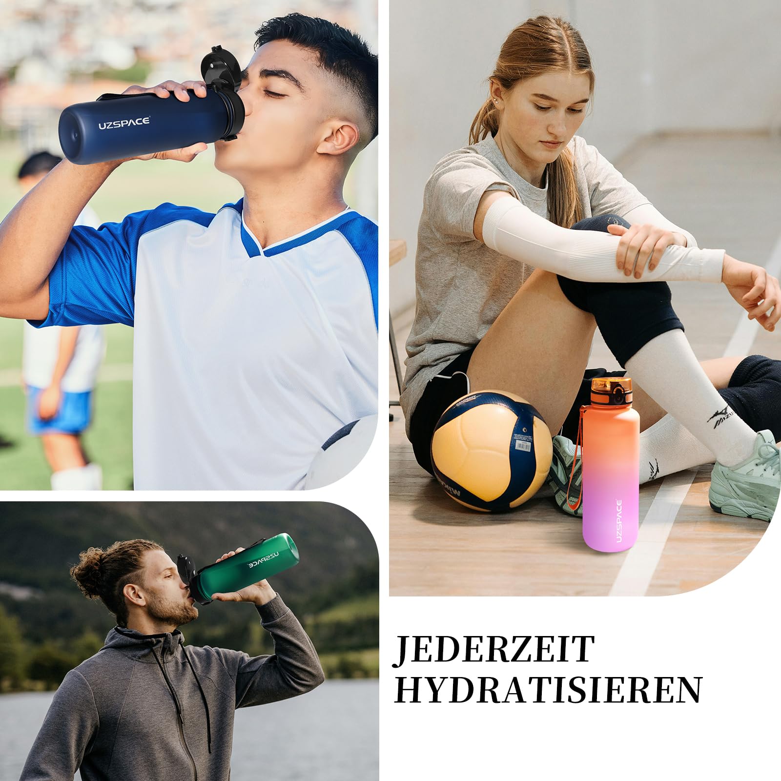 UZSPACE Botella Agua Deportiva,500ml/800ml/1000ml/1.5l, Tritan Botella Agua Sin BPA. Evitar Fugas de Agua y Ideal para el Ejercicio y los Deportes al Aire Libre — view 6