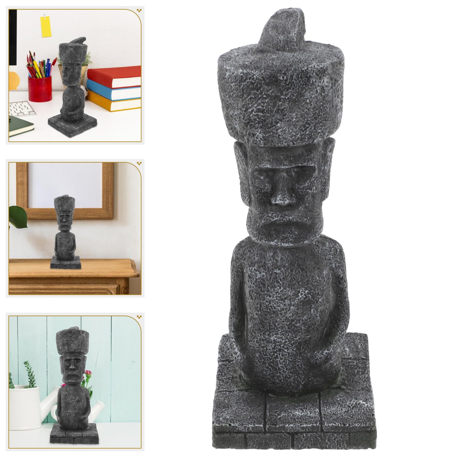 MAGICLULU Statua Moai Antica in Resina, Decorazione per Acquario e Casa, Effetto Realistico Roccia-caverna, Facile da Posizionare, Ornamento Paesaggistico