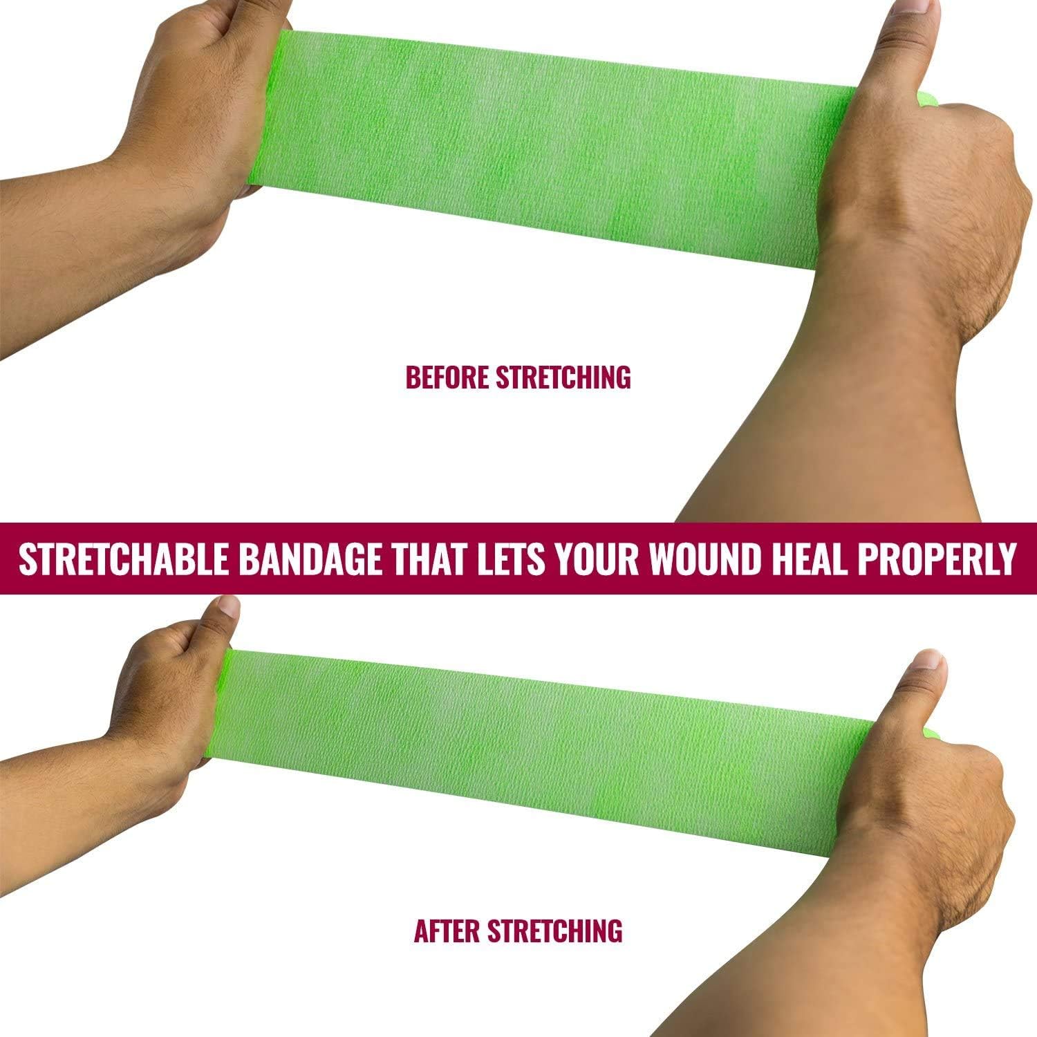 MEDca Self Adherent Cohesive Wrap Bandages 2 Inches X 5 Yards 12 Count with Strong Elastic and