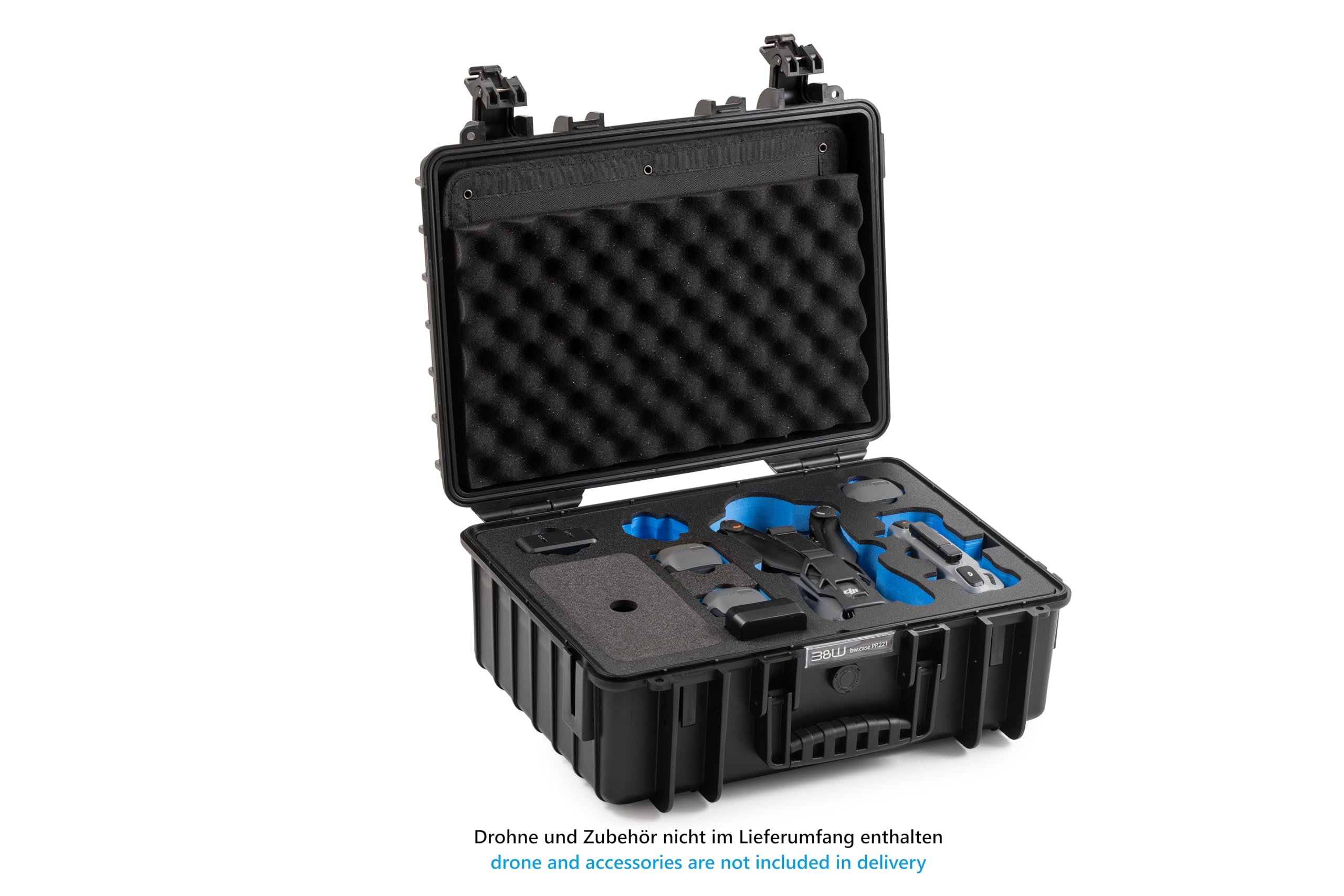 B&W International Mallette de Transport Outdoor 5000 (PP.221) Noire - pour DJI Mavic 4 Pro - Étanche (IP67), Anti-poussière, Anti-Chocs, extrêmement Robuste