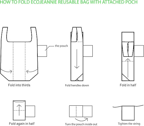 Miniatura 7 de EcoJeannie Bolsa de compras reutilizable plegable de nailon Ripstop con bolsa integrada (negro y mostaza)