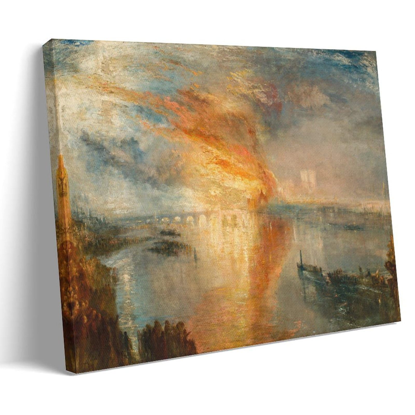 HOANGJUN The Burning of The Houses of Lords And Commons 16 October 1834 Poster Joseph Mallord William Turner Canvas Print Wall Art Poster, Home Decoration Painting ; Frame; 24x36inch(60x90cm)