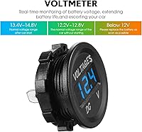 Vista 5 de BBTO 2 Piezas DC 12V Medidor de Voltaje para Auto con Pantalla LED, Voltímetro Digital Impermeable, Panel Redondo Compatible con Vehículo