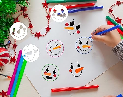 Miniatura 3 de Plantillas de cara de muñeco de nieve de Navidad de 5 pulgadas para pintar sobre madera, plantillas de dibujo de adornos de invierno reutilizables
