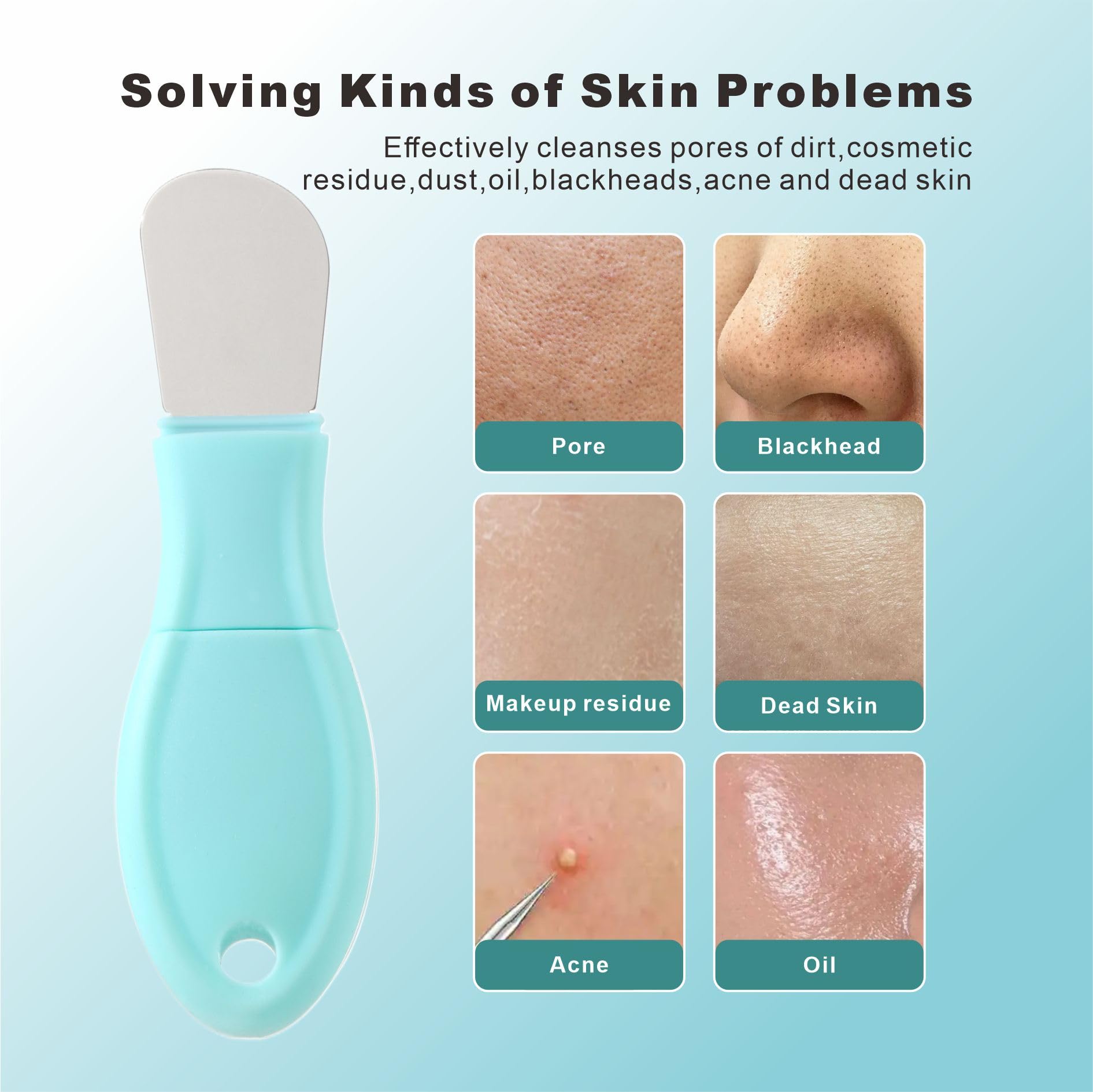 Wielofunkcyjny peeling do twarzy, szczotka do czyszczenia porów 2 w 1 i skrobak do zaskórników, ekstraktor pryszczy dla kobiet mężczyzn, szpatułka do twarzy, szorowanie porów do głębokiego