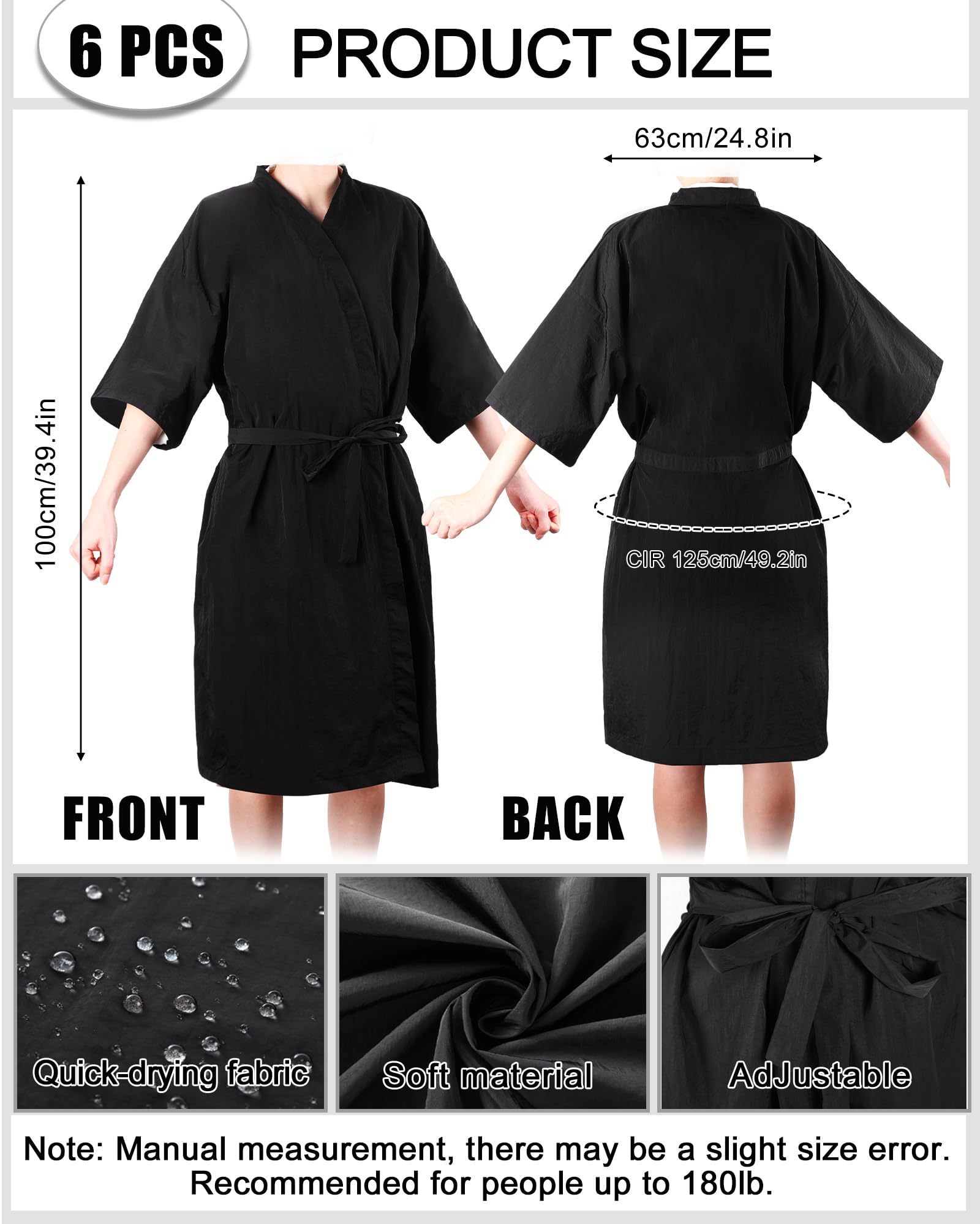 Toulite 6 Stück Salon-Kleid, Friseursalon, Kittel, Umhang, Haarschnittumhang, Salon-Bademäntel für Kunden, Friseurschürze, Abdeckung