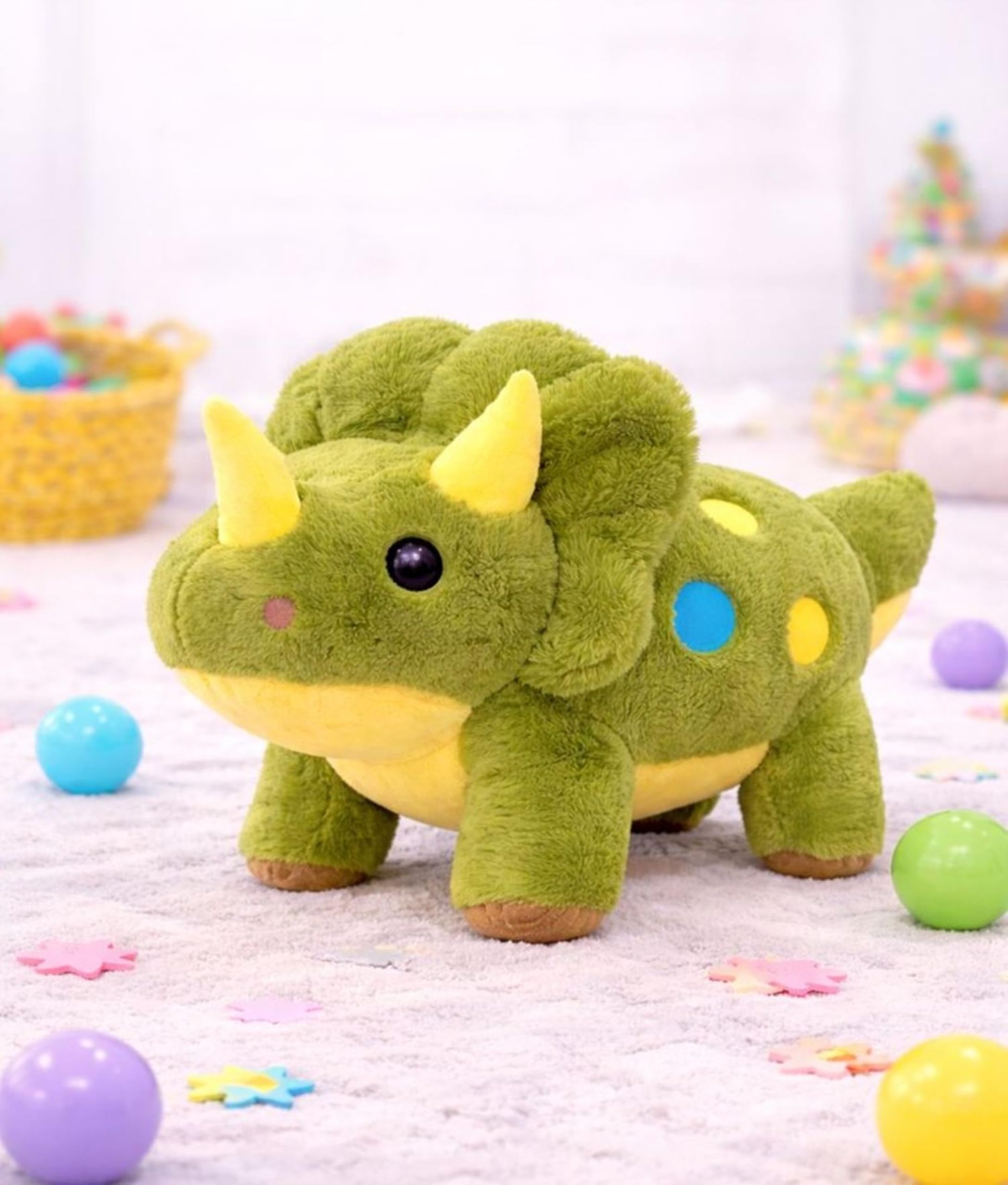 Cute Triceratops Soft Toy for Kids – Ultra Soft Dinosaur Plush Toy, Stuffed Animal for Baby Boys & Girls, Safe & Huggable Gift (30 cm) Ages 3+ (Green)-image-35