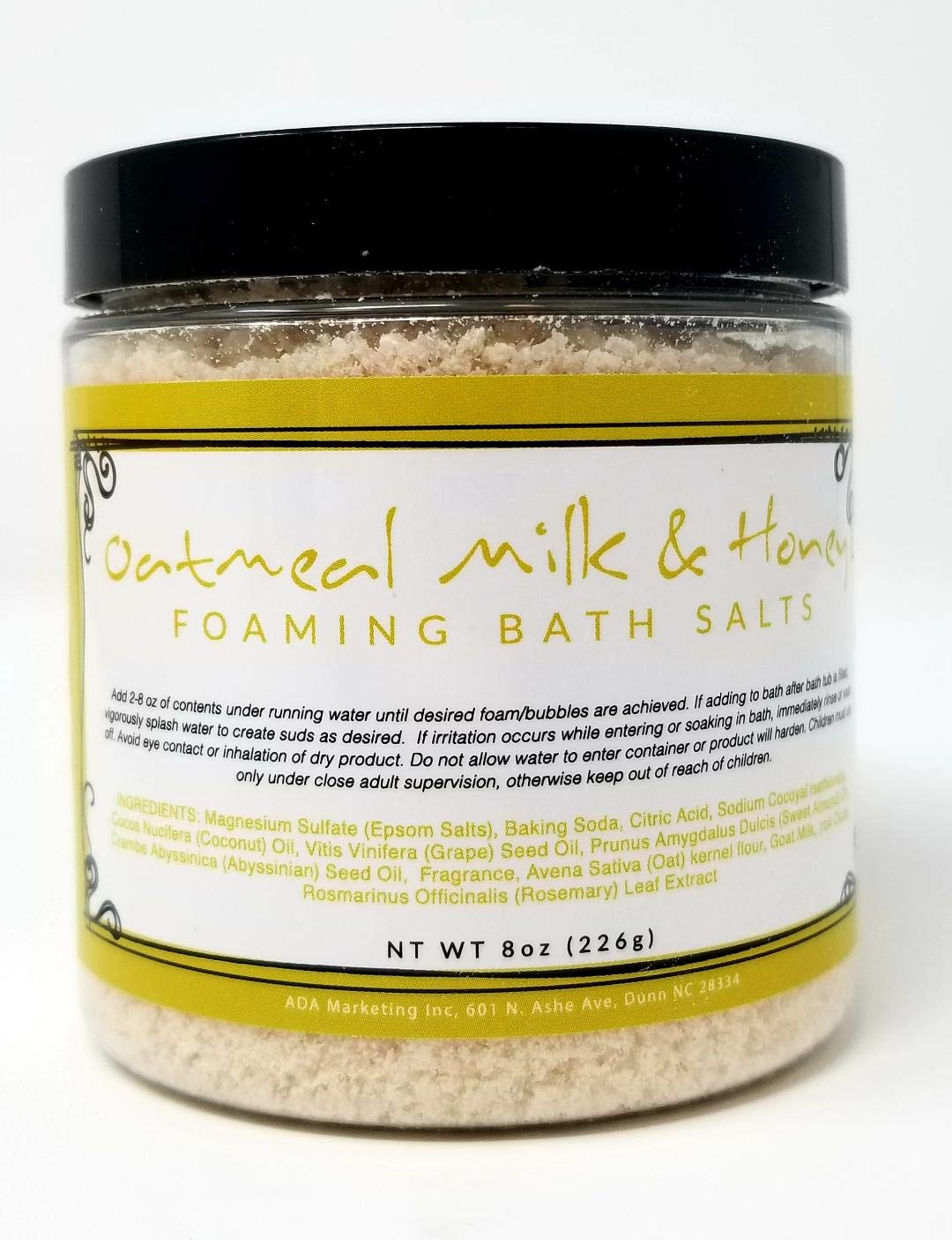 Oatmeal Milk and Honey Foaming Bath Salt with Pure Goat's Milk - Hydrating and Relaxing Bubbles with Coconut, Grape and Sweet Almond Oil - Handmade in