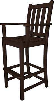 POLYWOOD Traditional Garden Bar Arm Chair in Mahogany