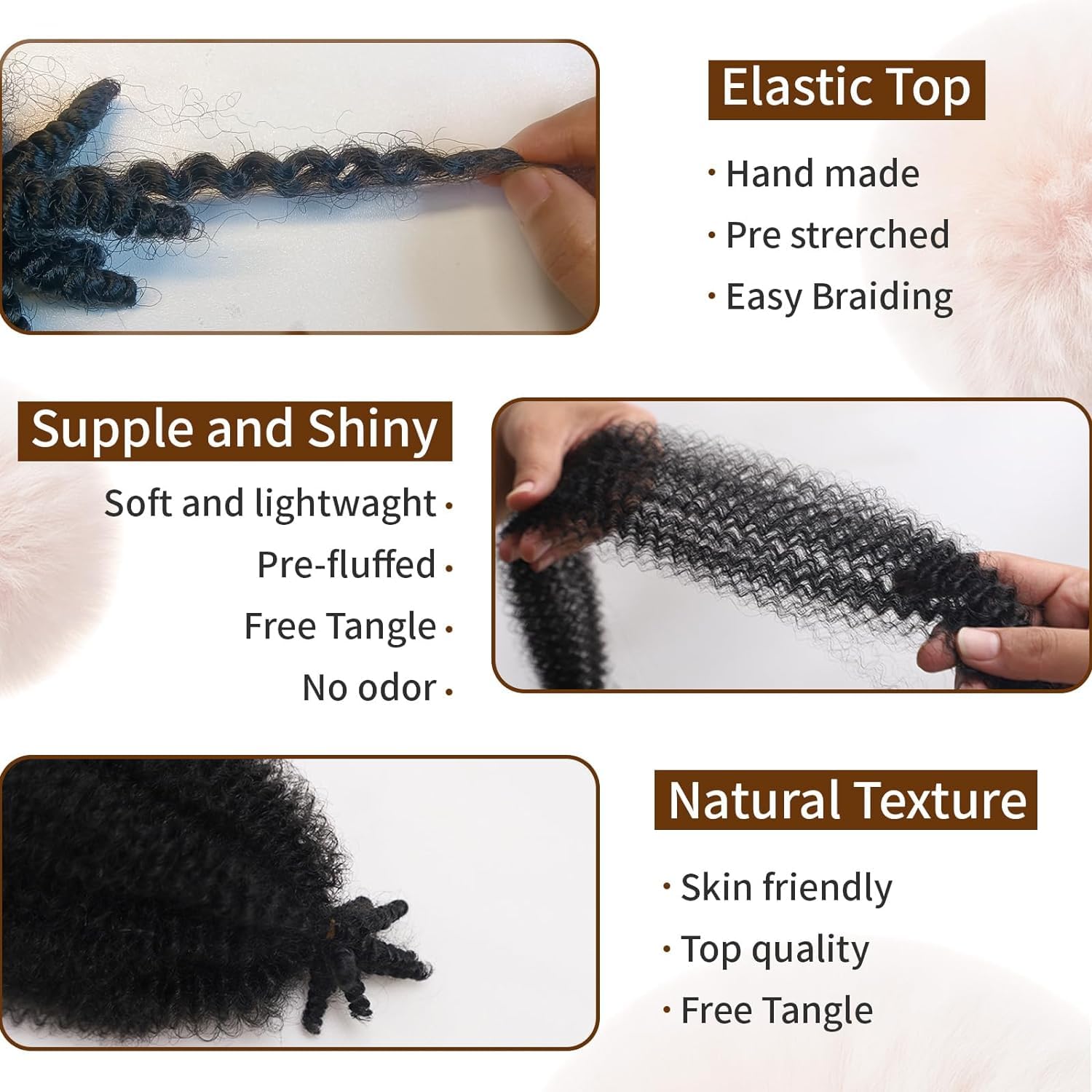 3 Packs 24 Inch Soft Twist Hair for Afro Marley Locs Black Pre-Separated Spring Twist Hair for Locs Crochet Braiding Hair for Curly Marley Braiding Hair Extensions for Women - Image 4
