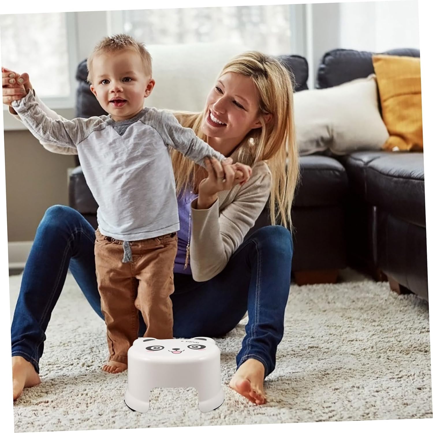 Thickened Step Stool with Non Slip Base Cartoon Design Bathroom and Kitchen Use Stable Plastic Potty Training Stool for Boys