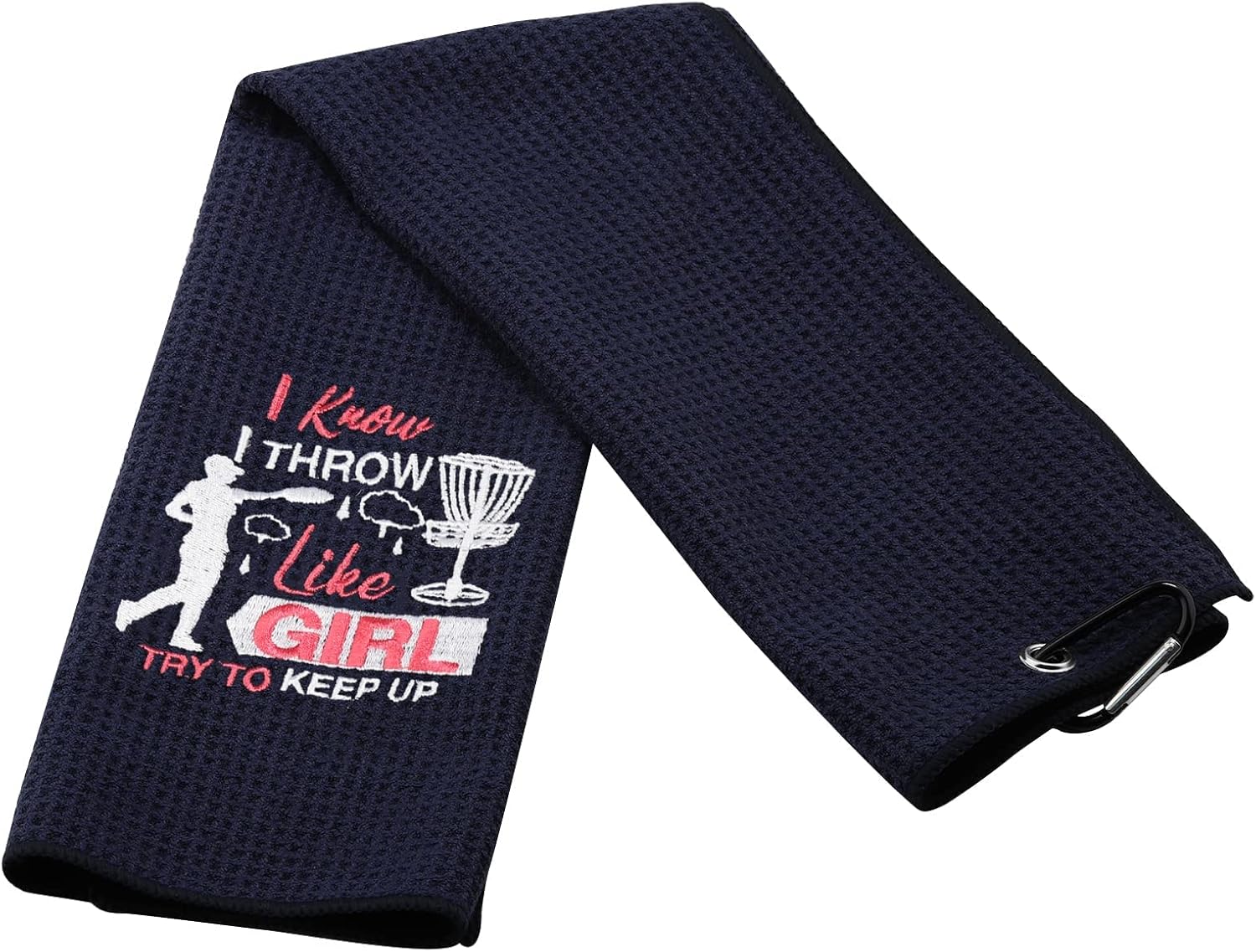 review Disc Golf Gift for Women I Know I Throw Like A Girl Trying to Keep Up Embroidered Disc Golf Towel