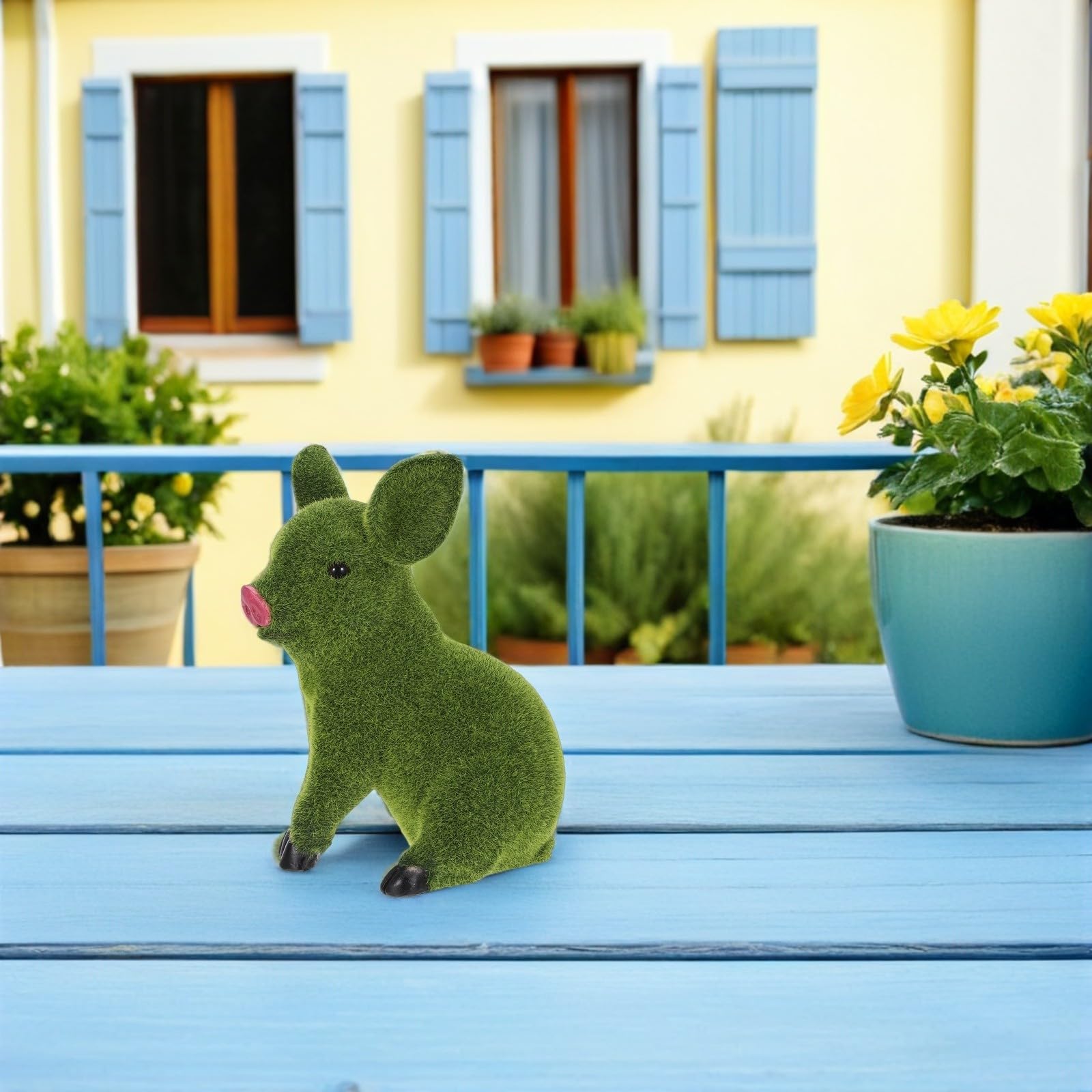 BESPORTBLE Statua da Giardino Maiale Verde Floccato in Resina, Leggera