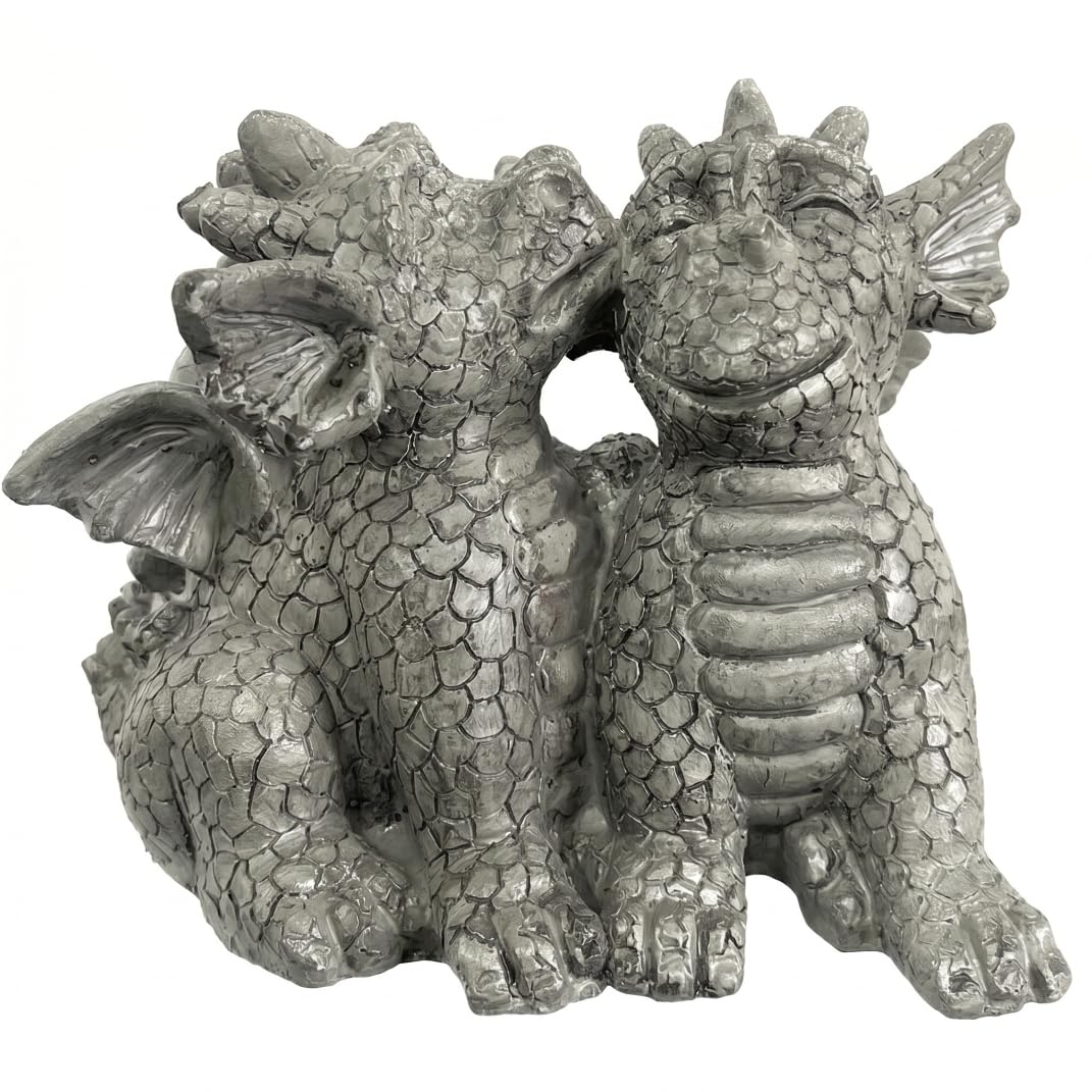 Syutokul Dragon Garden Statue, Outdoor Resin Lawn Ornaments, Resin Garden Sculpture for Outside Lawn Patio Yard Ornament