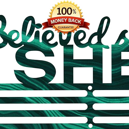 Miniatura 103 de Soporte de medallas deportivas para colgar medallas, estante de pared de 16 pulgadas de largo, premios, cinta, animación, gimnasia, fútbol, softbol