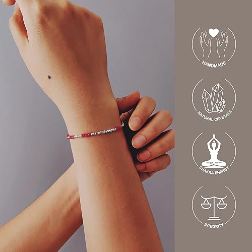 Miniatura 31 de Pulsera de cuentas de cristal natural de plata 925 hecha a mano. Joyería energética de piedras preciosas facetadas para mujeres, regalo