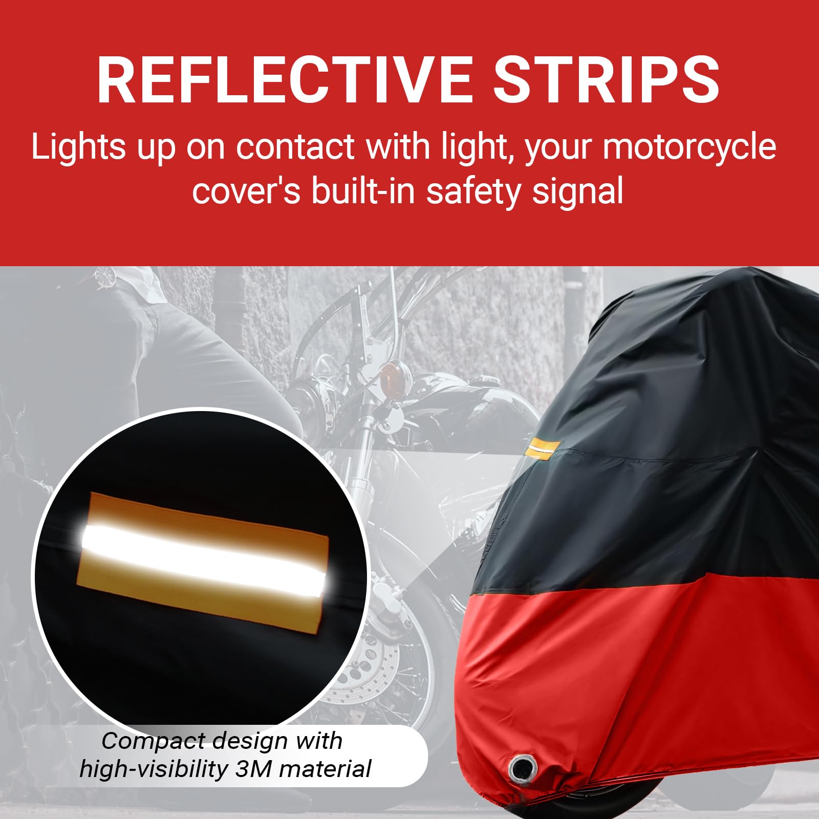 LUYAO Motorradabdeckung fr Honda Goldwing 1100 1200 1500 1800, Schwarz + Rot, Wasserfest, Polyester, XXXL, Universalgre