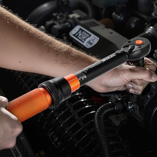 Miniatura 21 de VEVOR Llave dinamométrica de clic de 1/2 pulgada 25-250ft.lb/34-340n.m, juego de llaves dinamométricas ajustables de doble dirección, juego