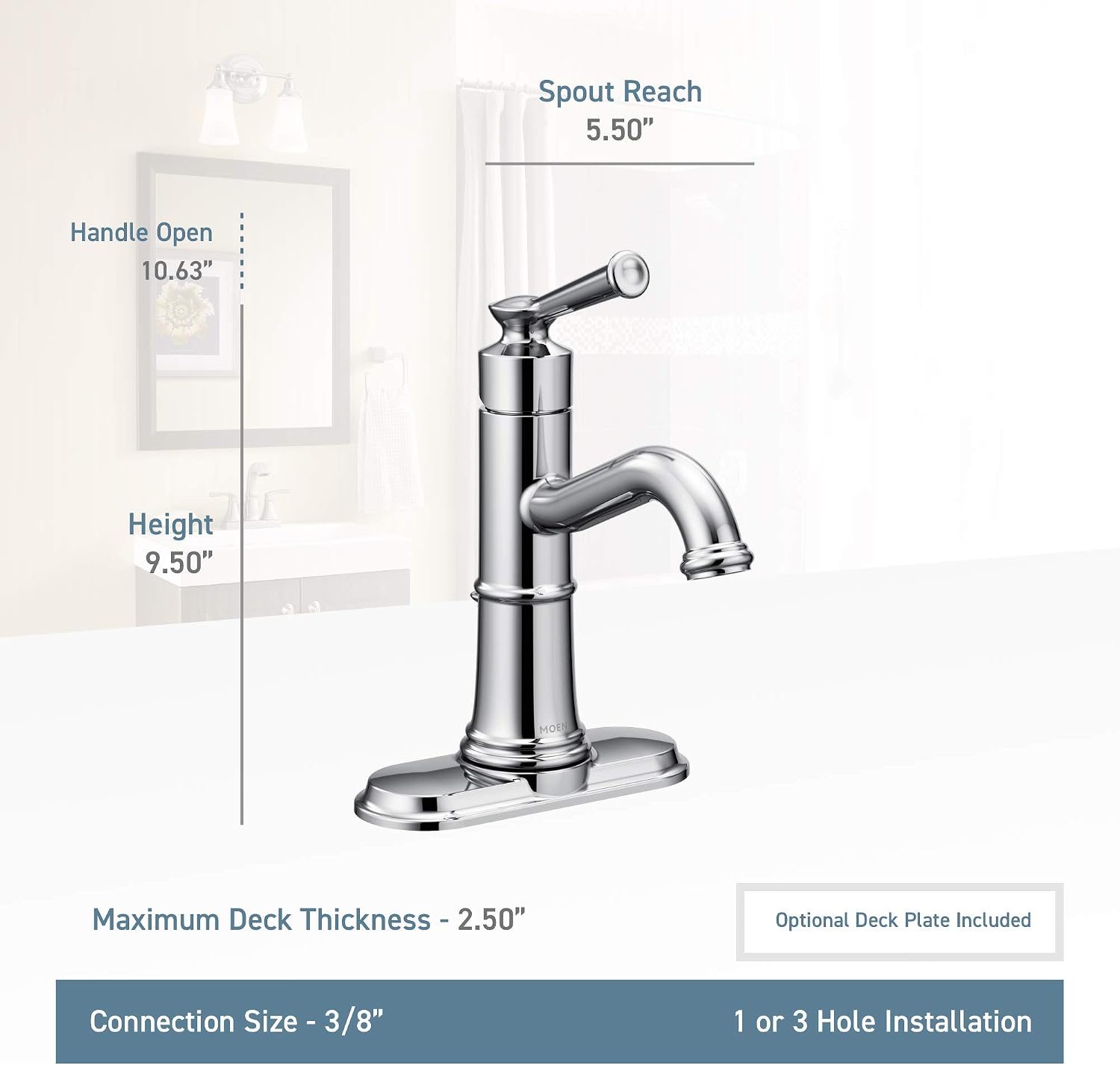 Get Discount 70% Price Moen 6402BN Belfield One-Handle Bathroom Sink Faucet with Drain Assembly and Optional Deckplate, Brushed Nickel
