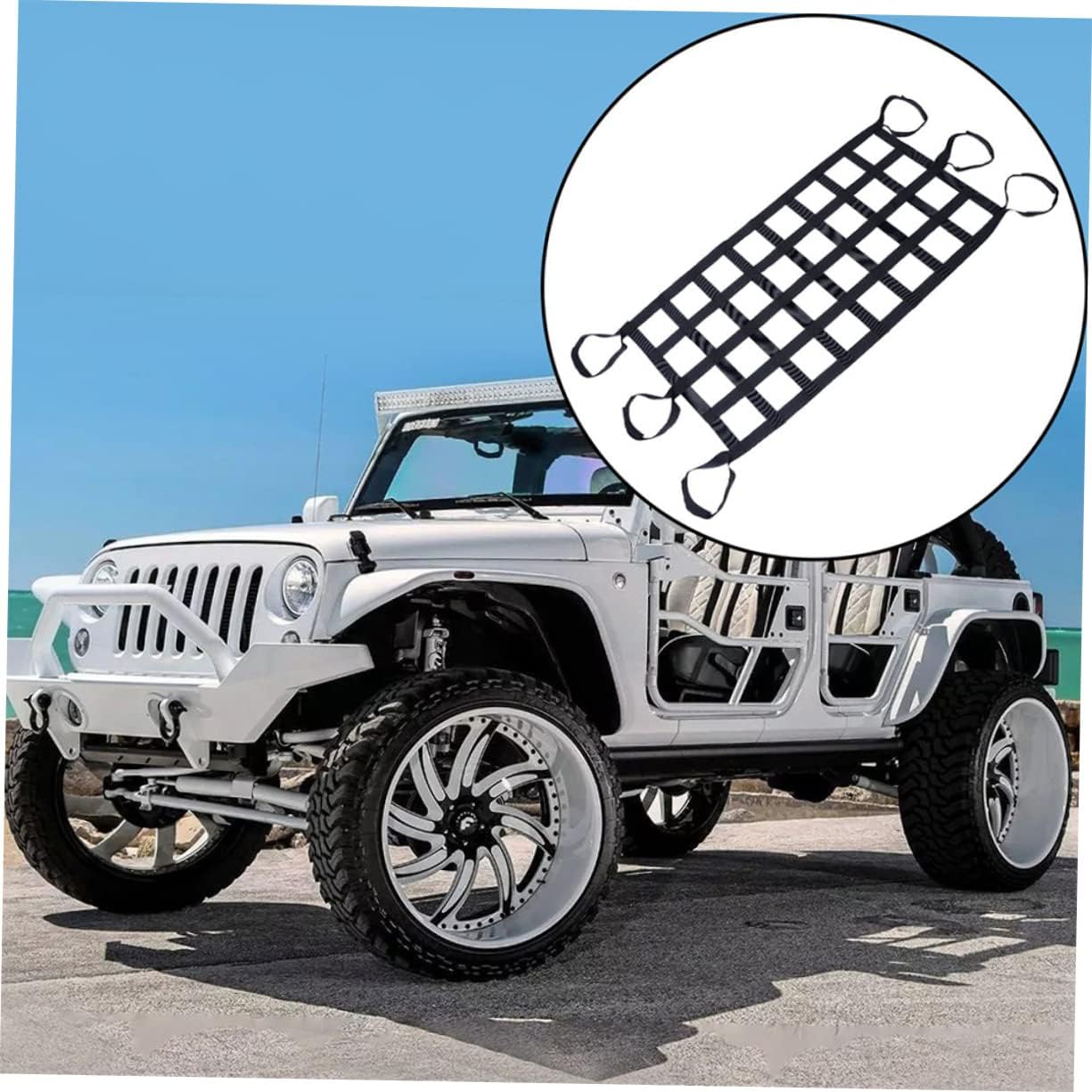 2pcs Automotive Cargo Nets SUV Trunk Organizer Car Ceiling Storage Net Elastic Luggage Storage Organizer Car Roof Bungee Mesh