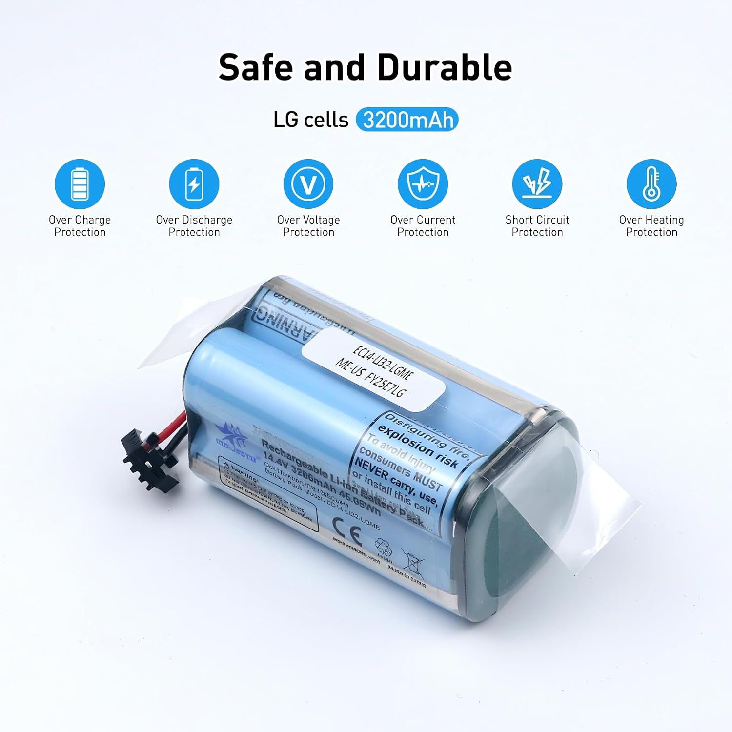 Melasta 14.4V 3200mAh Lithium Ion Battery for RoboVac 11, 11S, 30, 30C, 15C, 15T, 12, 35C 15C MAX, Replacement Battery for Ecovacs Deebot N79S, 500, N79, DN622, Replacement Vacuum Cleaners Accessories